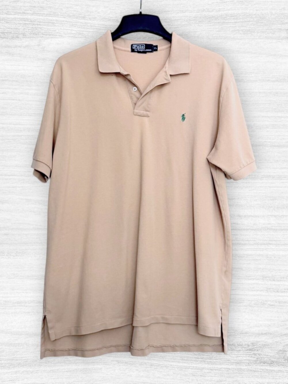Vintage Polo by Ralph Lauren Polo Shirt Khaki Tan Green Pony Cotton XL USA